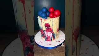 Hand painted spider man cake #spiderman #cakedecorating #fyp
