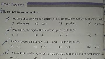 Dav  Class 8 Math Chapter 1 Brain Teasers (Q.No.1 & 2)|| Square And Square Roots|| @madhubanclasses