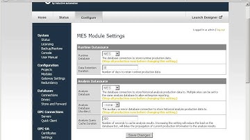 Configuring MES Databases