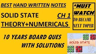 Chemistry Class 12 Unit 1 | Solid State Handmade Notes full Chapter...