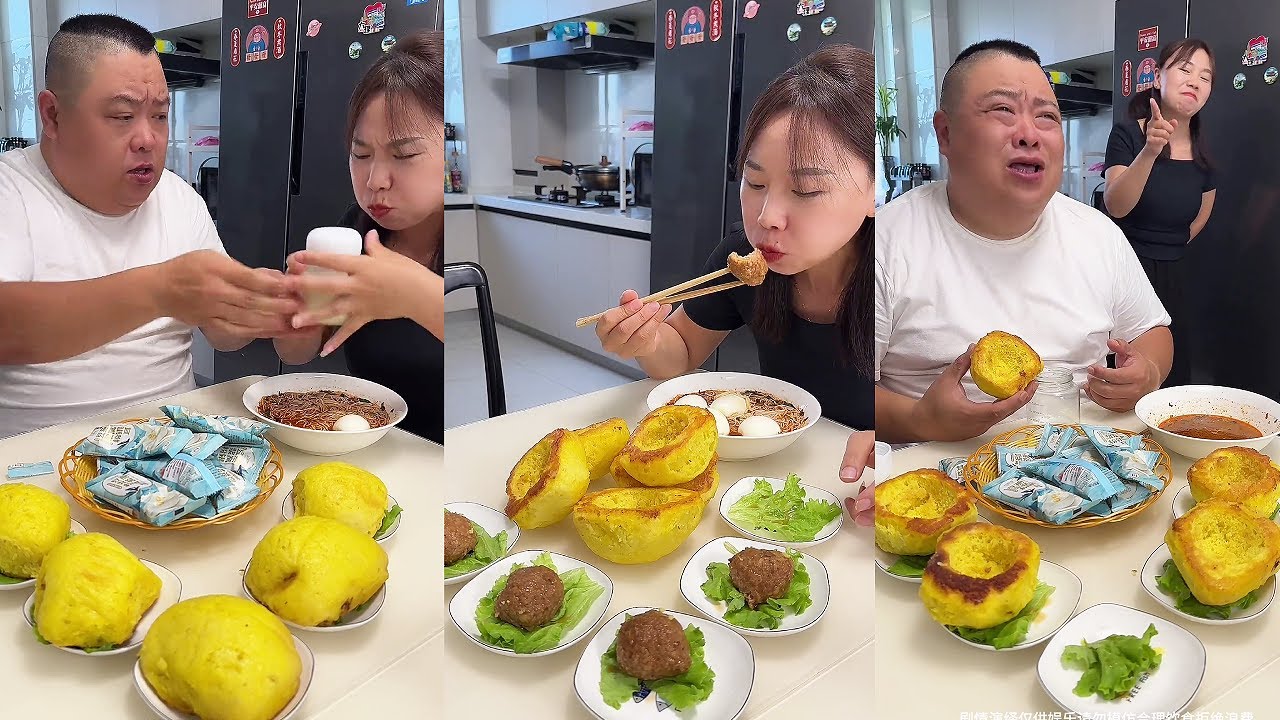 蠢老公自以為很聰明把肉藏窩窩頭裡，誰料被我發現不對勁吃光，最後沒吃上肉生氣了！ 【胖嫂美食】