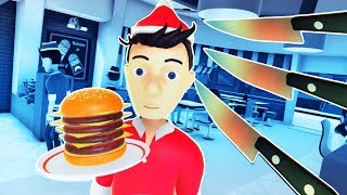 MAKING BURGERS and STABBING WAITERS in Clash of Chefs VR! screenshot 5