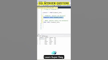 Truncate vs Drop in SQL | SQL Truncate vs Drop with Practical | Drop vs Truncate sql #sql #sqlserver