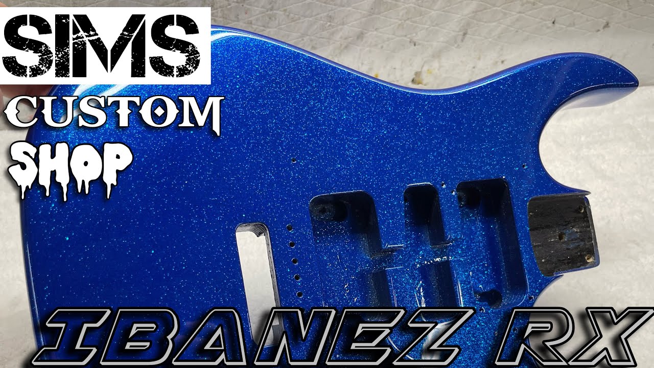 Ibanez RX guitar - Blue Metalflake paint job by Sims Custom Shop