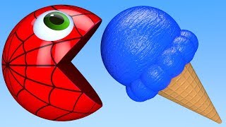 Learn Colors with PACMAN and IceCream SuperHero Watermelon Street Vehicle Farm for Kid