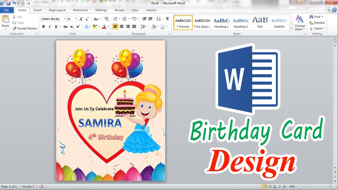 How To Make Birthday Invitation Cards In Microsoft Word 2010 YouTube