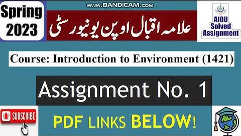 ⏩ AIOU Code 1421 Solved Assignment No.1 Spring 2023 | Subject: Intro To Environment |Level: BA/B.Com