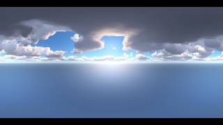 GLSL Cloud Generator WIP, the sun rising, clouds moving, equidistant projection.