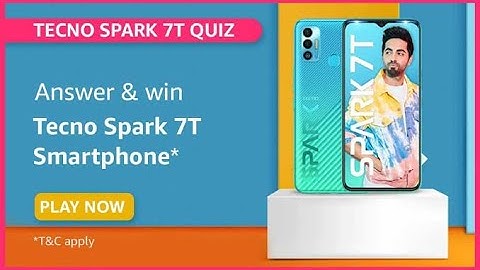 Amazon Tecno Spark 7T Quiz 11 June 2021 // Win 12 Tecno Spark 7T smartphone