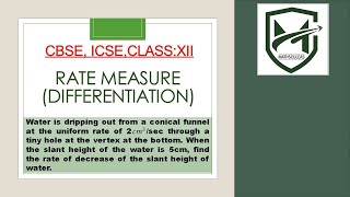 Water is dripping out from a conical funnel  I Rate Measure I class 12 XII I NCERT I differentiation