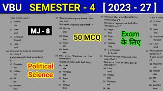 Sem 4 MJ 8 Political Science Important Question| rajnitik Chintan ke itihaas mein mekhiya veli mcq