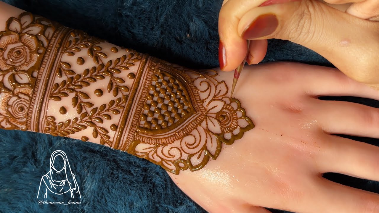 Very Beautiful Semi Bridal Henna Design | Pakistani Bridal Henna Design Tutorial | #thouseenshenna
