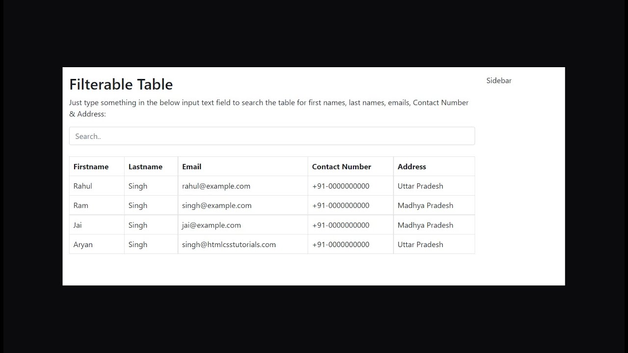 Rook Vel minimum Filterable Table Bootstrap || Bootstrap Table Search Filter Free Download -  YouTube