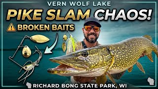 VERN WOLF LAKE MONSTER PIKE SLAM! (BROKEN SPINNERBAITS!)