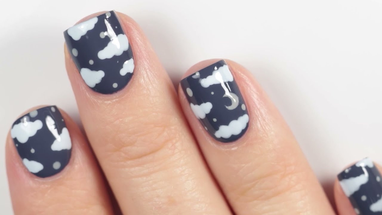Dotted Cloud Nail Art Tutorial