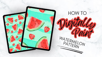 Realistic Watercolor Watermelon Strawberry Seamless Pattern in Procreate!