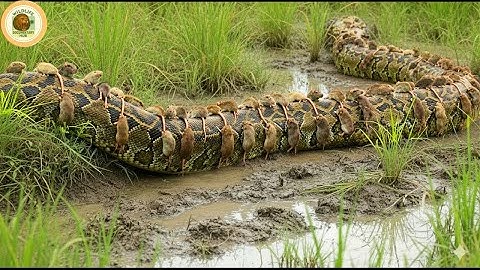 Pythons jagen op gigantische slang: gigantische slang wordt overvallen door een zwerm ratten!