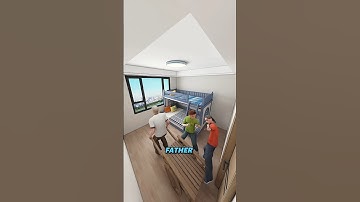 Vader transformeert kleine slaapkamer tot droomruimte voor zijn kinderen 😱 #shorts