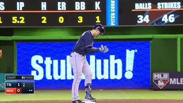 TB@MIA: Longoria opens scoring with two-out double