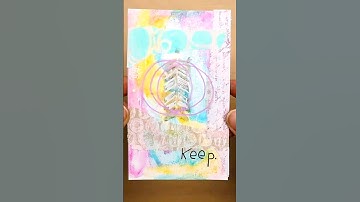 Daily art practice with watercolor crayons, collage + stencil. #shorts #mixedmedia