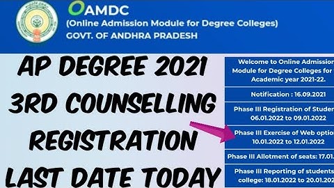 AP Degree 2021 3rd Counselling Registration last date today//Final Phase don