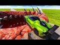 Launching Cars Into a GIANT FLESH PIT in BeamNG Drive