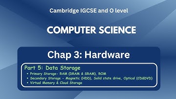 IGCSE Computer Science - Hardware: Data Storage [Ram, Rom, HDD, SSD, Virtual & Cloud memory] - C3