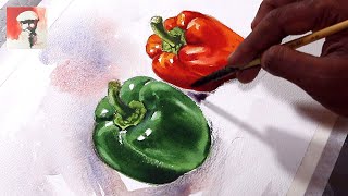 How To Draw Bell Peppers Watercolor | Capsicum Painting Watercolor Still-Life Demo Shahanoor Mamun