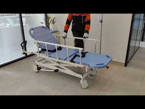 Hydraulic Ambulance Stretcher Trolley Blue For Hospital