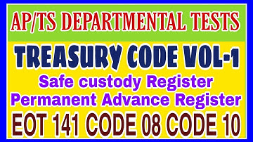 TREASURY CODE SAFE CUSTODY REGISTER EOT 141 Code 08 code 10