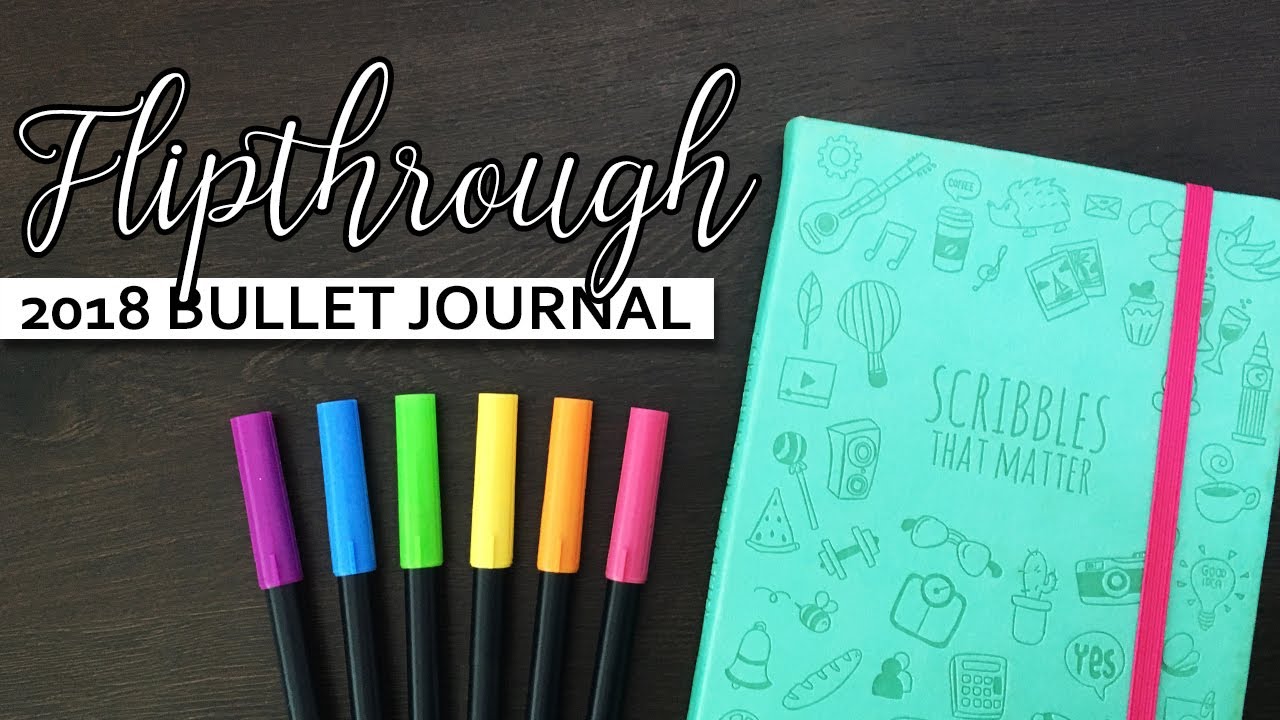 Full bullet journal flip through 💜 Flipping through my 2018 bujo