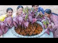 Baking Chicken With Banana Flower in Biggest Water Jar Khmer Traditional - Roast Chicken For Donate