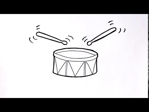 Cómo dibujar un Tambor Dibuja Conmigo Dibujos de Instrumentos