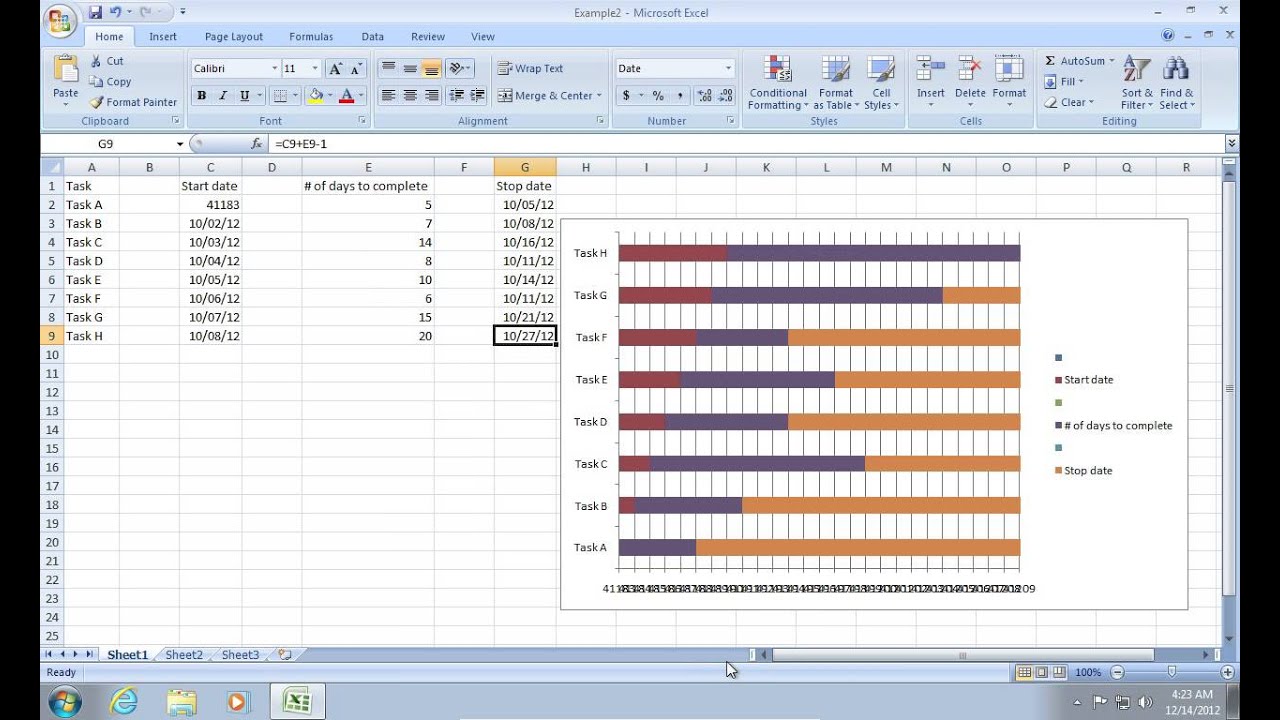 Build A Gantt Chart In Excel 2007 Chart Walls