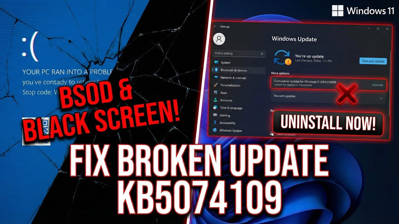 How to Uninstall Windows 11 Update KB5074109 (Fix BSOD & Black Screen ...