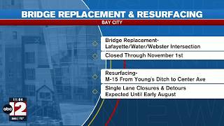 Drivers in Midland, Bay City and Saginaw face closures and detours this week