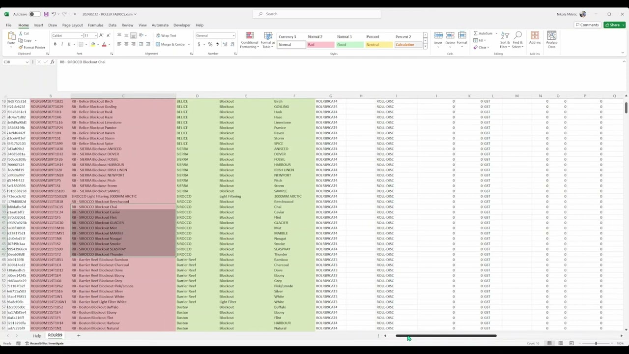 BUZ - Updating Fabrics & Components using Excel Spreadsheet