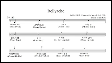 Billie Eilish - bellyache 드럼악보 (Drum Score, 쉬운악보)