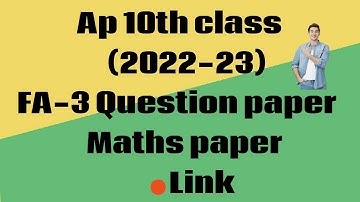Ap 10th Class Fa-3 💯 Real Maths🥳Question Paper (2022-23) || 10th Class Fa-3 Maths Question Paper