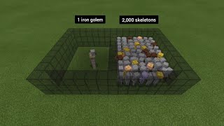 1 iron golem VS 2,000 skeletons - tests for minecraft