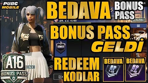 PUBG MOBILE 😱 BEDAVA BONUS PASS! | TÜM REDEEM KODLAR | EFSANE A16 BONUS PASS GELDİ 🔥
