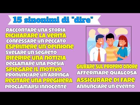 15 sinonimi del verbo "dire", amplia il tuo lessico in italiano, impara italiano a livello B1-B2