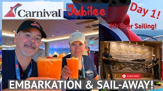 Carnival Jubilee Day-1 Embarkation | Port Galveston Sail-Away!! | 4th Sailing! | New Entree's & Apps