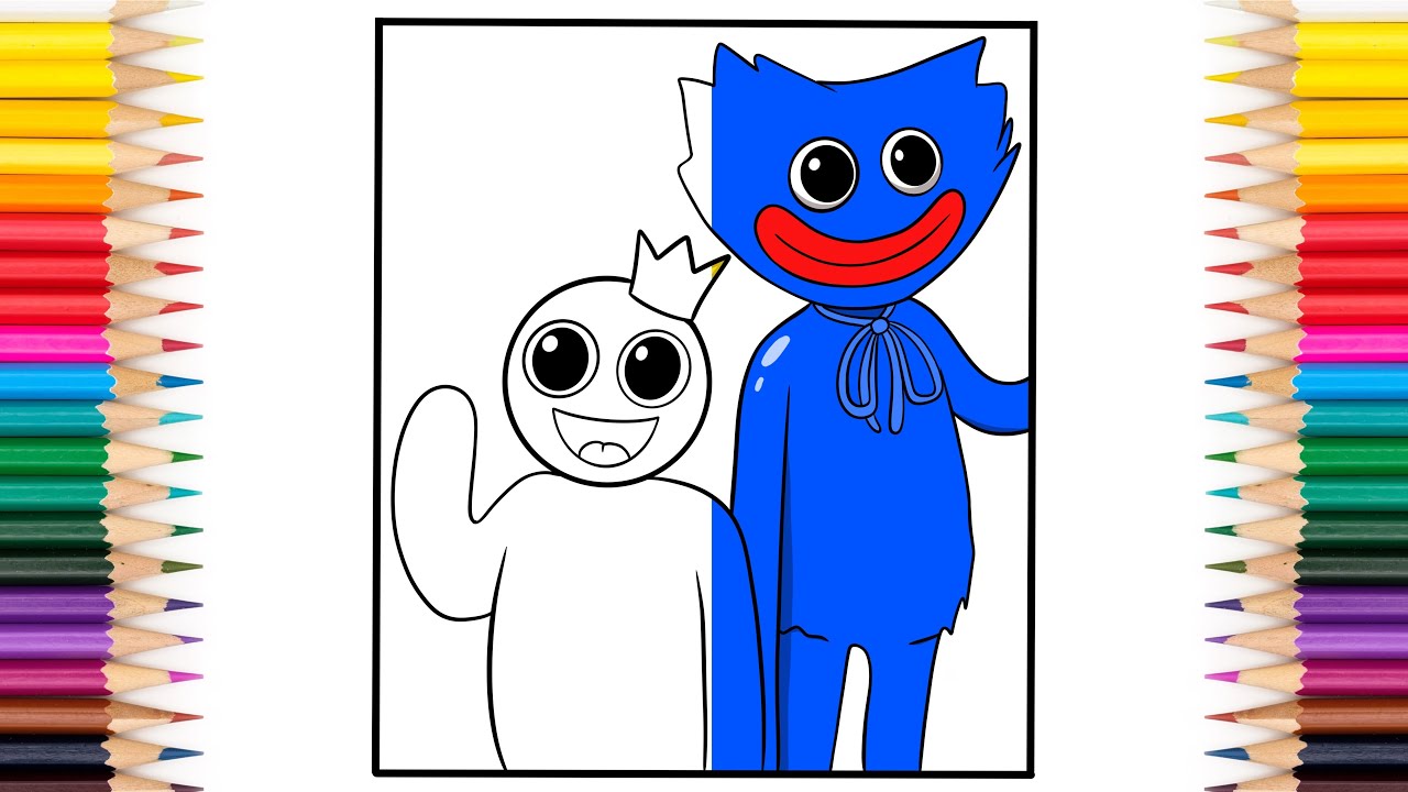 Roblox Rainbow Friends Blue and Huggy Wuggy Coloring pages / Janji ...
