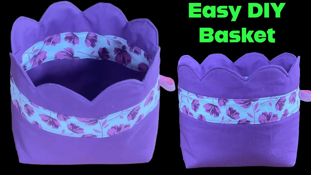 How To Sew A Scallop Fabric Basket/Easy Fabric Basket Sewing Tutorial ...