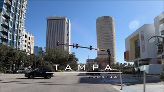 Driving Downtown Tampa, Florida  4K City Street View Tour