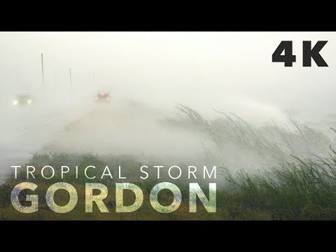 Walls Go Flying and Waves Crash During Tropical Storm Gordon - 4K VIDEO