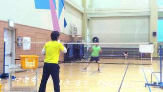 Badminton lesson 20150323(MON) - smash / cross drop / one jump 2