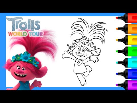 coloring branch trolls world tour  art and coloring fun