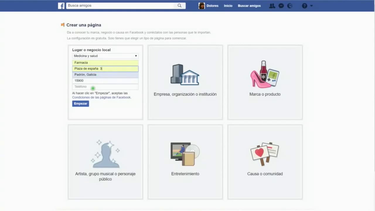 Como crear una página de contenido en facebook